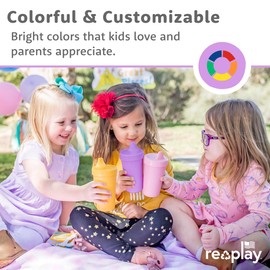 Re-Play Sippy Cups for Toddlers - 10 Oz. Reusable Spill Proof Cups for Kids, Dishwasher/Microwave Safe - Made in USA - Set of 3-3.13" x 6.25" - Mermaid