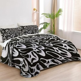 Allenjoy King Size Fright Call Quilt Bedspreads Horror Film Bed Set Bedding Coverlet Fabric Washable with 2 Pillowcases SC00413-007