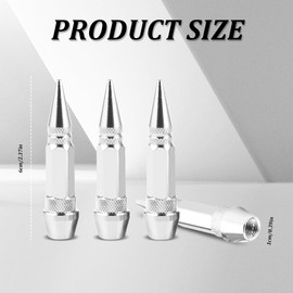 QZTYTY 4PCS 60mm Spiked Aluminum Stem Valve Caps, Tire Valve Caps, Dustproof Tire Wheel Stem Caps, Universal Tire Air Cap Car Accessories Compatible with Cars, SUVs,Trucks Bicycles (Silver, 60mm)