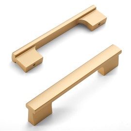 Amerdeco 10 Pack Gold Cabinet Pulls 96mm Hole Center Cabinet Hardware Kitchen Cabinet Handles for Bathroom Drawer Pulls Dresser Pulls AM024