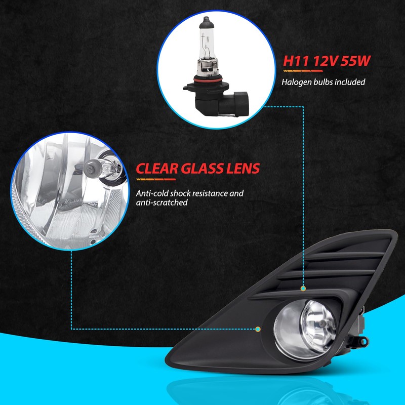 SPIEGEER Fog Lights for 2012 2013 2014 Toyota Camry Assembly