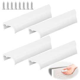 GHVACZS Pack of 4 Balcony Door Handles, White, Patio Door Handle, Outdoor, Multifunctional Aluminium Alloy Handle, Patio Door Handle for Windows, Sliding Doors, Cupboards, Drawers (including Screws)