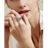 YYmqmq Black Moss Agate Promise Ring Set for Women 925