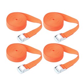 Ratchet Tie Down Straps, 5m x 25mm 4Pcs Adjustable Lashing Straps with Alloy Buckle for Cargo Luggage Vans Trucks - Orange