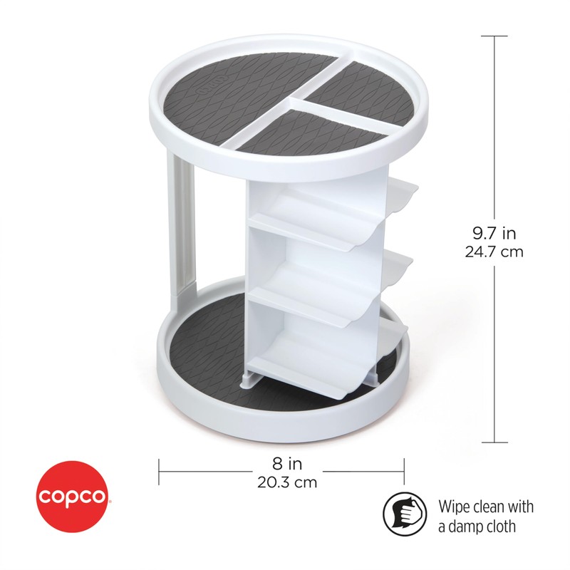 Copco White and Gray 2 Tier Vitamin Turntable with 6