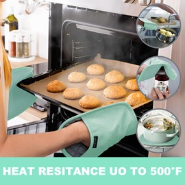 2-Pack Silicone Pot Holders for Kitchen Heat Resistant up to 500°F, Non-Slip Large Hot Pads with Pocket, Quilted Liner Trivets for Countertops Hot Pots and Pans (Jungle)