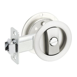 PATIKIL Round Recessed Door Lock, Pocket Door Lock Invisible 2 Sided Hardware Privacy Sliding Door Latch for Bathroom Bedroom Barn Door for 1-3/8" to 2" Thickness Door, Silver