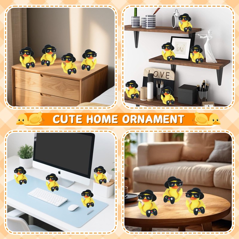 Funny Mini Rubber Ducks with Fleece Flat Cap, Gold Necklace,