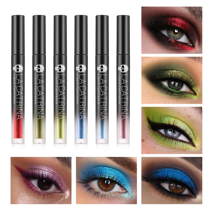DE'LANCI Green Glitter Liquid Eye Shadow, Bright Glitter Eye Make-Up,