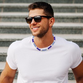 Yankees Dodgers Blue Jays Cubs Baseball Beaded Necklace for Men Rhinestone Baseball Drip Accessories Navy Blue Light Blue White Diamond Ice Collection Chain Necklace Cool Fun Gifts for baseball Player Team Lover