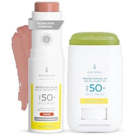 ENVERA  Kit En mi bolsillo Protector en Barra Invisible FPS 50  Protector Solar Facial en Barra con Color para Mejillas Párpados y Labios  Bloqueador