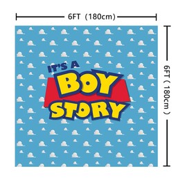 Art Studio It's a Boy Story Backdrop Birthday Party Theme Photo Background Blue Sky White Clouds Photography Backdrops Baby Shower Kids Hero Photo Booth Studio Props Vinyl 6x6ft