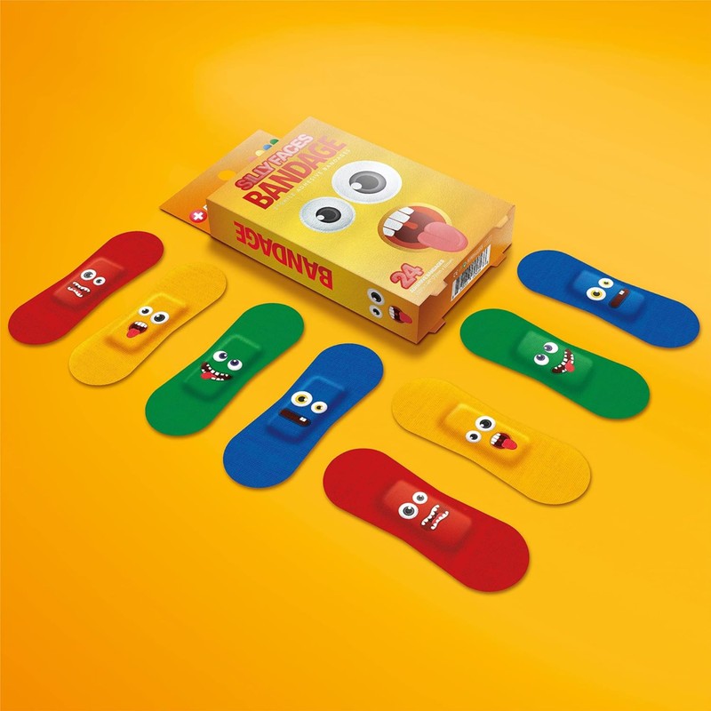 BioSwiss Bandages, Silly Faces Shaped Self Adhesive Bandage Set, Latex