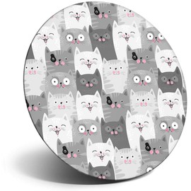 Destination Vinyl ltd Magnet for Refrigerator, Fridge - Cute Cat Audience Grey White for Office, Cabinet and Whiteboard, Magnetic Stickers, 14431