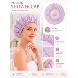 Aquior Gorros Ducha Reutilizables Mujer Gorro Impermeable Varias Capas Talla Grande Todo Tipo Cabello Uso Spas Hogares Salones Belleza Morado