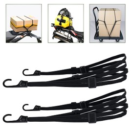 Pack of 2 Luggage Tensioners, Expander with Hooks, Lashing Straps with Hooks, Short Tie Down Straps with 4 Sliding Buckle, Tie Down Strap for Motorcycle, Bicycle, etc. (2 Pieces, 90 cm)