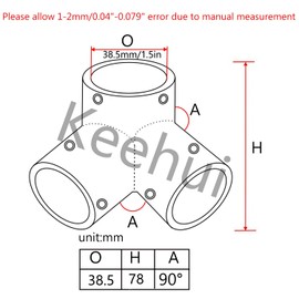 keehui Heavy Dudy 1.5 inch（38.5mm I.D.） Pipe Hand Rail Tee Marine Grade 316 SS Mirror Polished Hand Rail Fitting-90 Degree 1.5IN(38.5mm) 3 Way Corner Elbow (1PC)