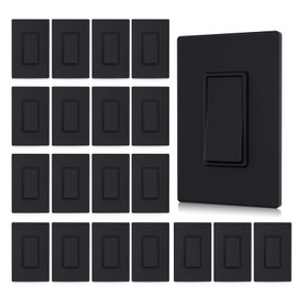 Aida Matte Black Double Light Switch, Black 3 Way Light Switch Decorative Square Light Switch, 15Amp, 120/277 Volt, Rocker Paddle, Self-Grounding, Screwless Wall Plate, UL Listed (20 Pack)