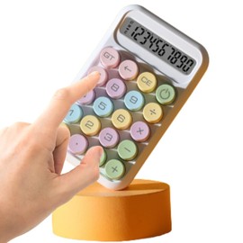 YOSHICA Dot Calculator, Wide Screen, 12 Digits, Round Buttons, 3D, Easy to Press, Stylish, Cute, Round Corners, Lightweight (White)