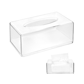 QWORK® Acrylic Tissue Box, Tissue Holder, Napkin Dispenser, Clear, Placed In The Bedroom, Bathroom, Living Room