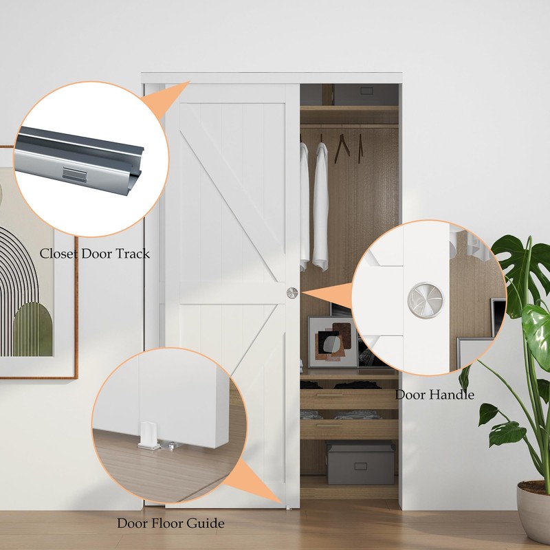WEWORTH Bypass Sliding Door Track Hardware 72", Wardrobe Closet Door