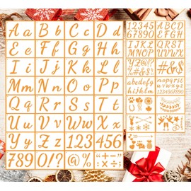 Stencils for Painting, 45 Pack, 8.27x5.52 Inch, Reusable Plastic Large Letter Stencils, Big Stencils for Painting on Wall, Wood, Fabric, Rock, Chalkboard, Signage, Art Projects