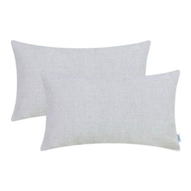 CaliTime Pack of 2 Cozy Pillow Covers Cases for Couch Sofa Home Decoration Solid Dyed Soft Chenille 12 X 20 Inches Moonbeam Gray