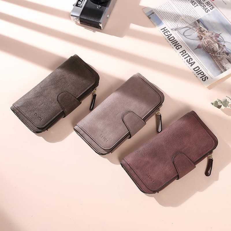 CLUCI Wallet for Women Leather Two-Toned Designer Bifold Long Ladies