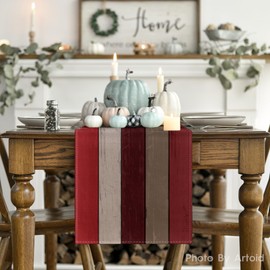 Artoid Mode Red Planken Antique Old Rustic Wood Autumn Table Runner, Seasonal Kitchen Table Decoration, Indoor, Holiday, Party Decor, 40 x 140 cm