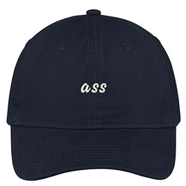 Trendy Apparel Shop Ass Embroidered Adjustable Cotton Cap Dad Hat - Navy