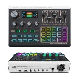 XTUGA X9 Audio Interface Mixer with 4 Voice Changer Rechargable Podcast RGB, XLR Microphone Interface, 16 Sound Effects, EQ Control, 48V Phantom Power