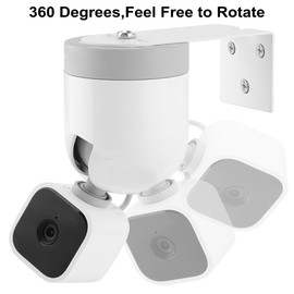 LOOKZOZO 2-Pack Metal Wall Mount Bracket for Blink Mini Pan-Tilt Camera, No-Drill Adhesive or Screw Mounting, Aluminum Alloy Holder with Clean Cable Management