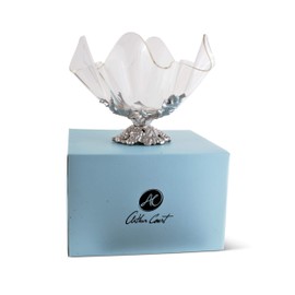 Arthur Court Acrylic Bowl Grapevine Stand Pattern Sand Casted in Aluminum with Artisan Quality Hand Polished Tarnish Free Stand Lightweight Serving Bowl Diameter: 11 inch Tall: 9.25 inch