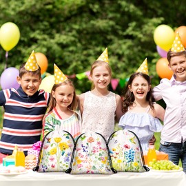 Lothee 30 Pcs Spider Party Favor Bags Spider Drawstring Bag Birthday Party Decorations Gift Treat Goodie Candy Backpack (Wildflower)