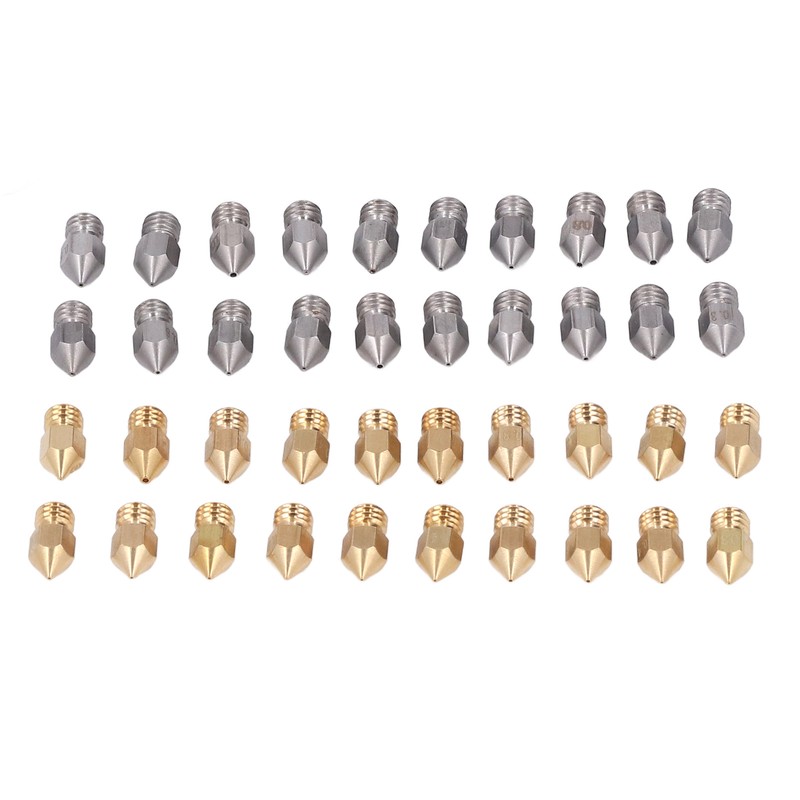 52Pcs 3D Printer Nozzle Stainless Steel Brass with Cleaning Tool