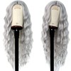 PORSMEER Long White Silver Wavy Wig for Women 26 Inch