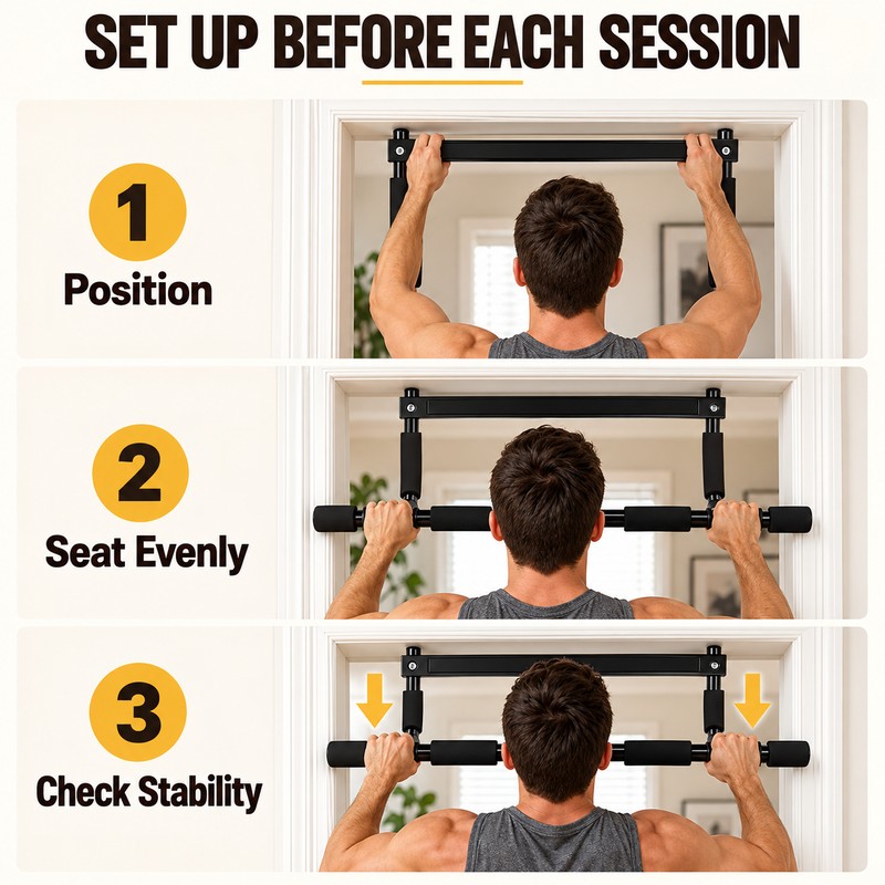 Heavy Duty Doorway Pull Up Bar with Multi-Position EVA Foam