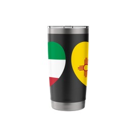 New Mexico and Italy Flags: Heart Shaped Unity Stainless Steel Insulated Tumbler