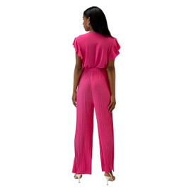 Elara Women's V Cut Jumpsuit, Fuchsia ONE SIZE