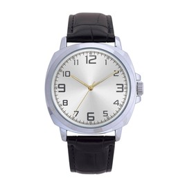 COMTEX Classic Men's Analogue Watch with Black Leather Strap, Silver Case, White dial with Digital Quartz Watch