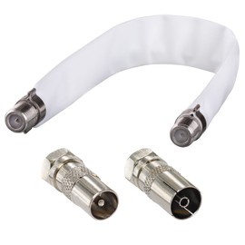 hb-digital 1x SAT Window Feed-Through Flat Flexible Nickel-Plated Contacts White HQ Doors Window + Adapter Set: F Plug to IEC Antenna Plug (Male) & IEC Antenna Socket (Female) Nickel-Plated