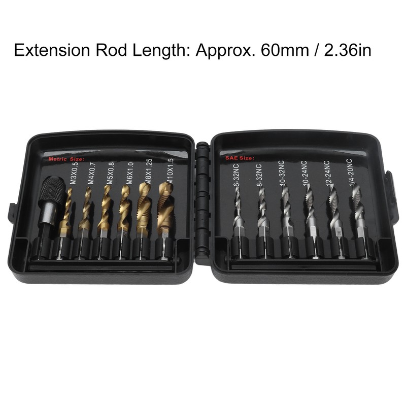 Combined Tap Drill Bit Set HSS Metric Ti Plated System