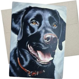 Whitman and Daughter Black Labrador Retriever Card, Black Lab Card (1 Premium Card, 5X7 Inch) dog card blank for every occasion like birthday, thank you, or thinking of you - 828