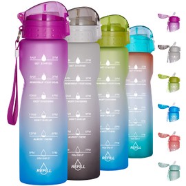 Goothdurs Botella de agua motivacional de 32 onzas con marcador de tiempo y popote para beber, a prueba de fugas, sin BPA, no toxinas, para gimnasio, correr al aire última intervensión