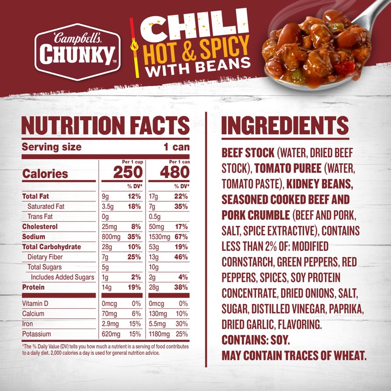 Campbell’s Chunky Hot and Spicy Chili With Beans, 16.5 oz