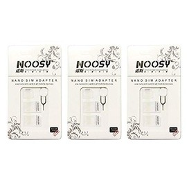 SIM Card Adapter KIT 3-Pack by Noosy (9 Total Adapters: Nano to Micro, Nano to Regular, Micro to Regular) with SIM Extractor/Pin Ejector (White)