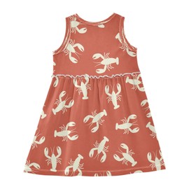 SLHKPNS Girls Summer Dress Girls Sleeveless Dress Crawfish Lobster Sundress 2 Years Multicolor