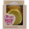 Baked with Love Gold Foil Baking Cases, Foil Baking Cups, Greaseproof Cupcake Cases, Gold - Pack of 50