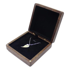 DSHOM Natural Walnut Wooden Pendant Necklace Gift Box Pendant Storage Case Jewelry Display Box for Anniversary Propose Birthday Christmas Valentine's Day Gift