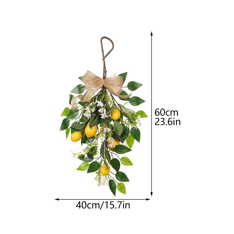 Artificial Lemon Teardrop Wreath Wall Hanging Teardrop Lemon Fruit Wreath